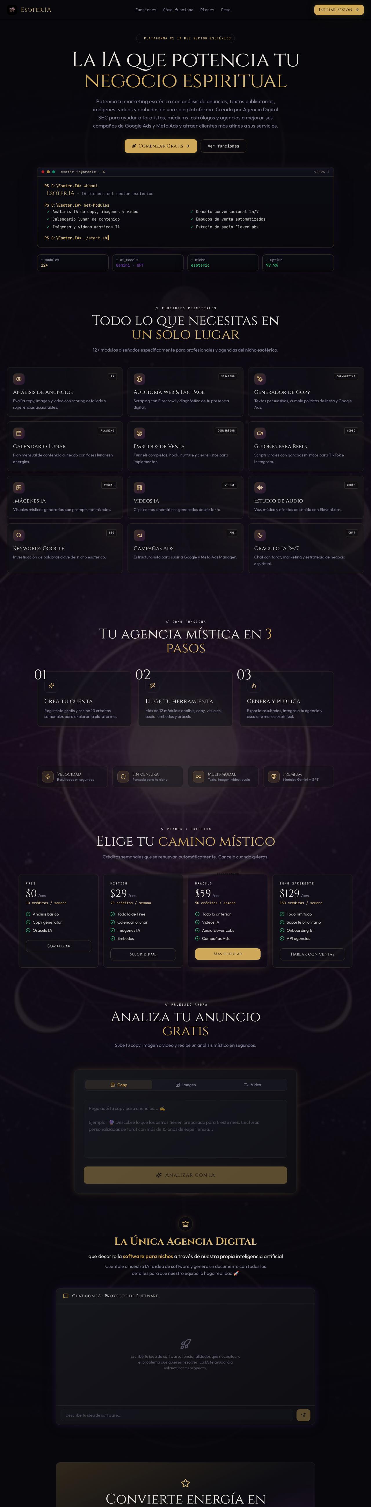 Captura real de la página Esoter.IA